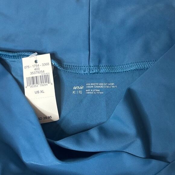 NWT Aerie Blue Crossover V-Front High Rise Cheeky Bikini Bottom XL - Picture 5 of 5